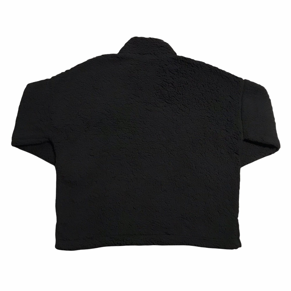 True Craft Women's Sherpa Pullover Sweater Plus Size 1X Solid Black Cozy 1/4 Zip - Picture 3 of 5